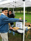 Happy Voter with Black Cap